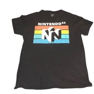 Nintendo 64 Retro Logo T-Shirt Black Short Sleeve 100% Cotton M